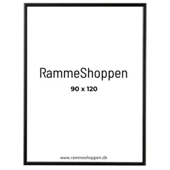 Sort aluramme, mat, smal, 90 x 120 cm, Type 672