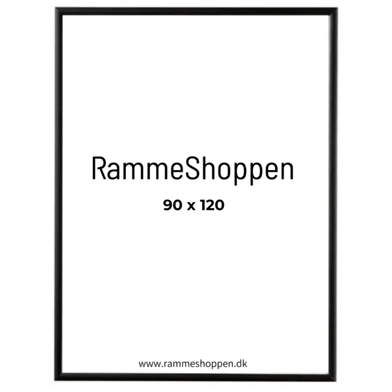 Sort aluramme, mat, smal, 90 x 120 cm, Type 672