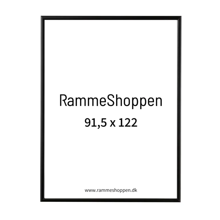 Sort aluramme, mat, smal, 91,5 x 122 cm, Type 672