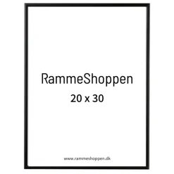 Sort aluramme, mat, smal, 20 x 30 cm, Type 672