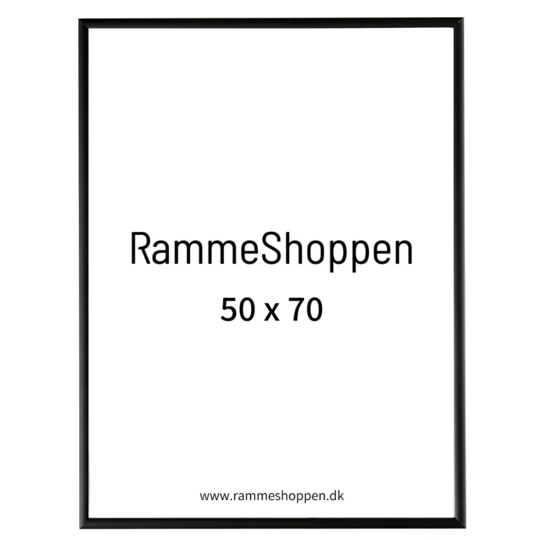 Sort aluramme, mat, smal, 50 x 70 cm, Type 672