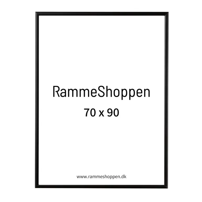 Sort aluramme, mat, smal, 70 x 90 cm, Type 672