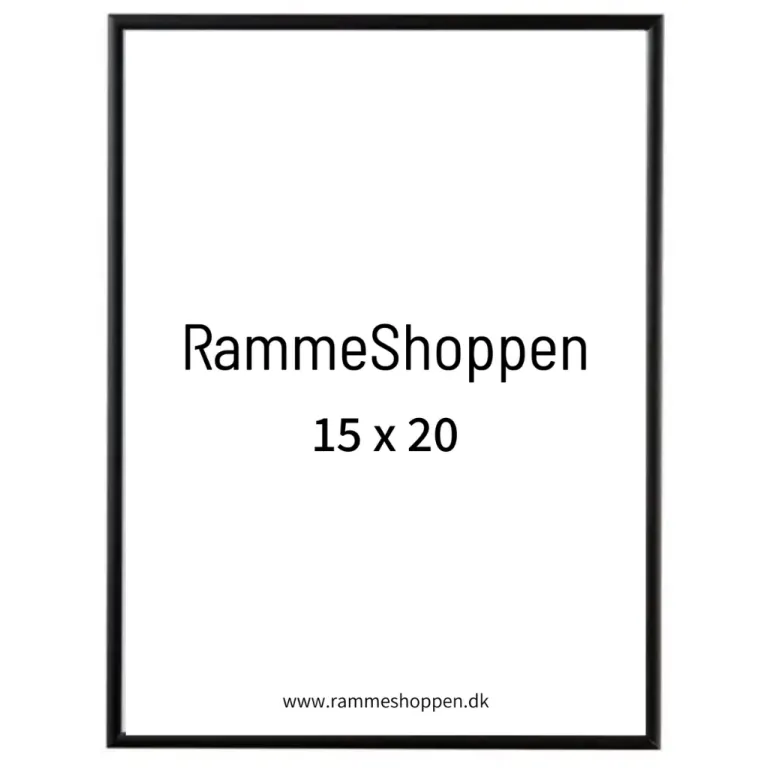 Sort aluramme, mat, smal, 15 x 20 cm, Type 672