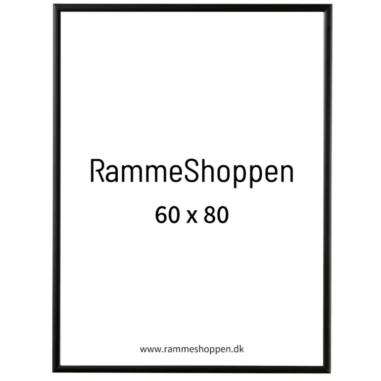 Sort aluramme, mat, smal, 60 x 80 cm, Type 672