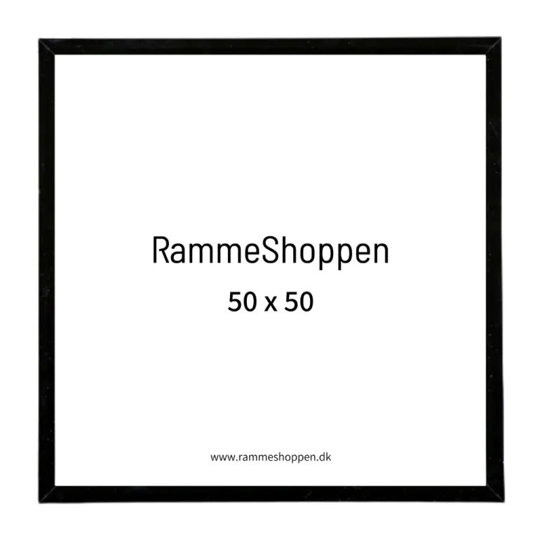 Sort aluramme, mat, smal, 50 x 50 cm, Type 672