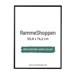 Sort aluramme, refleksfri, mat, smal, 50 x 75 cm (50,8 x 76,2 cm) Type 672