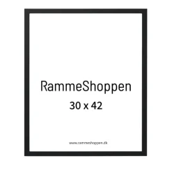 Sort ramme Fjord, glat silkemat - Dansk håndværk