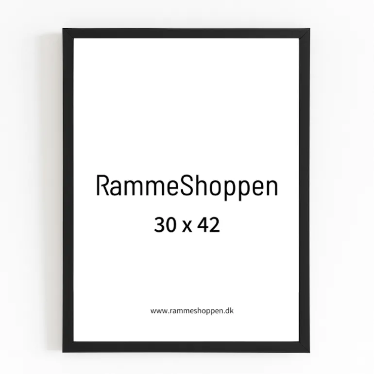 Sort ramme Fjord, smal, glat silkemat – Dansk håndværk