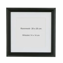 Sort ramme med passepartout, 20x20 cm