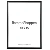 Sort ramme med sølvkant, polywood, 10 x 15 cm, Type 7303