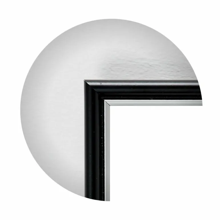 Sort ramme med sølvkant, polywood, 10 x 15 cm, Type 7303