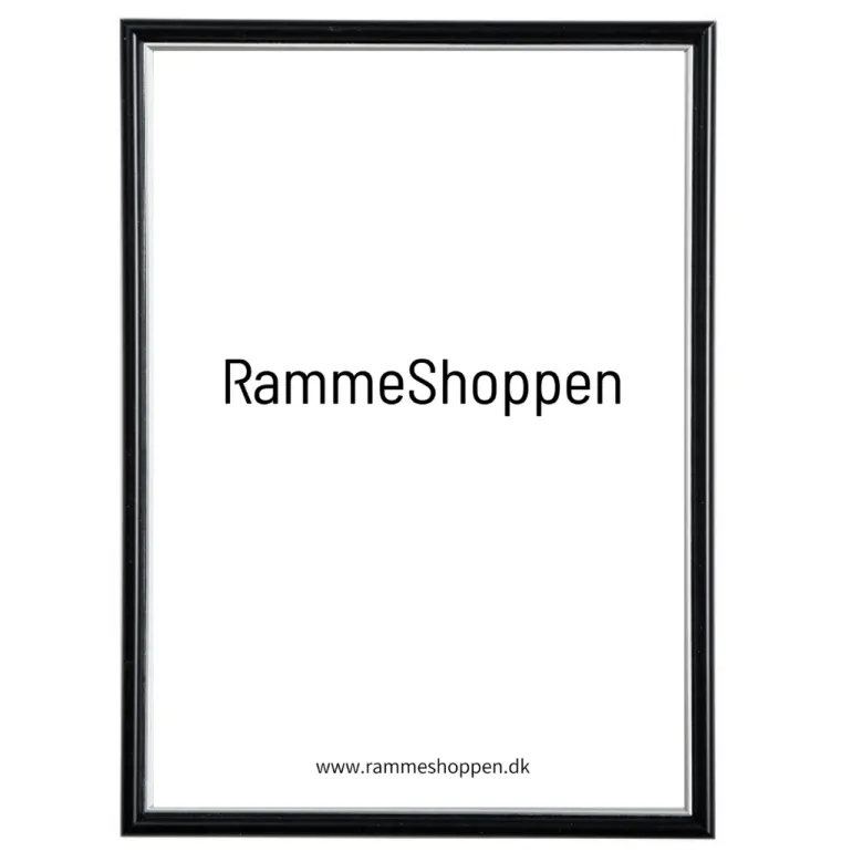 Sort ramme med sølvkant, Polywood, Type 7303