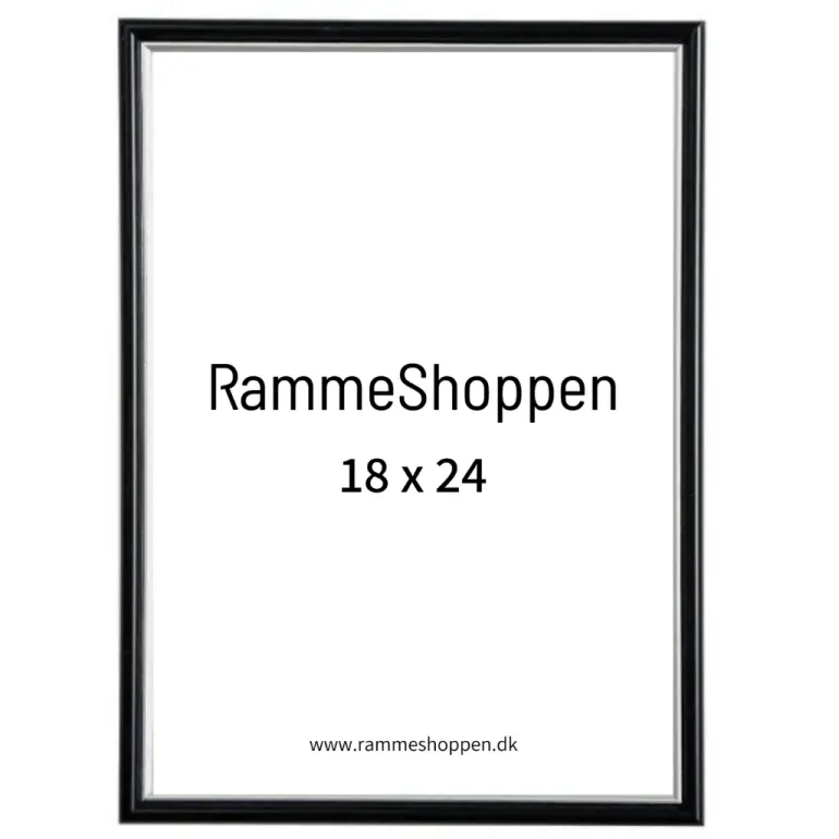 Sort ramme med sølvkant, Polywood, Type 7303