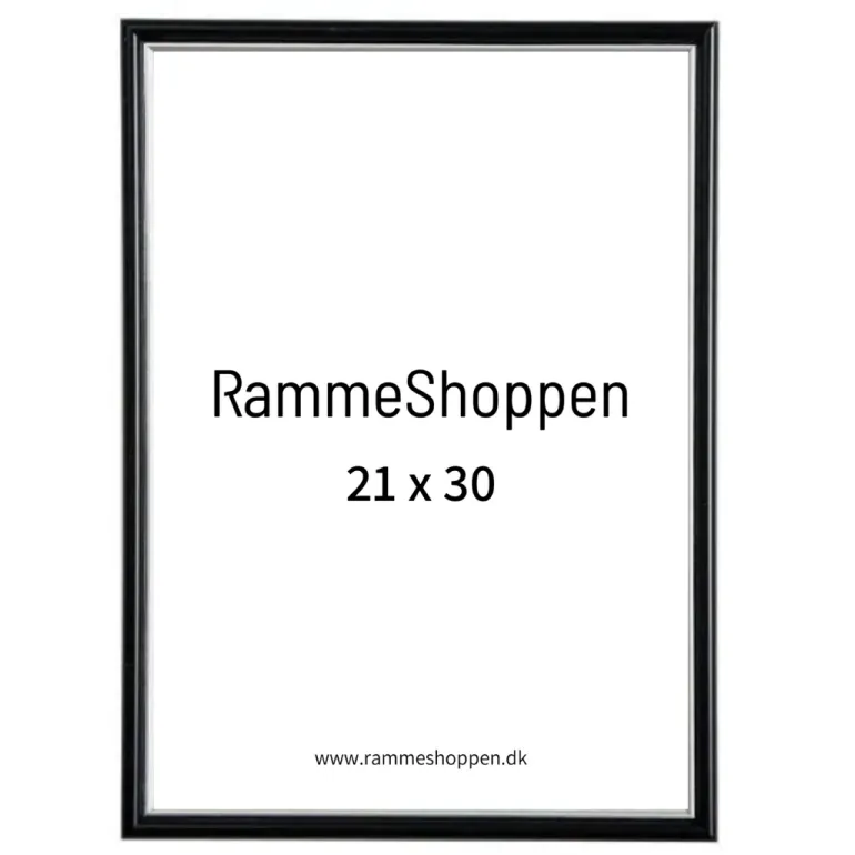 Sort ramme med sølvkant, Polywood, Type 7303