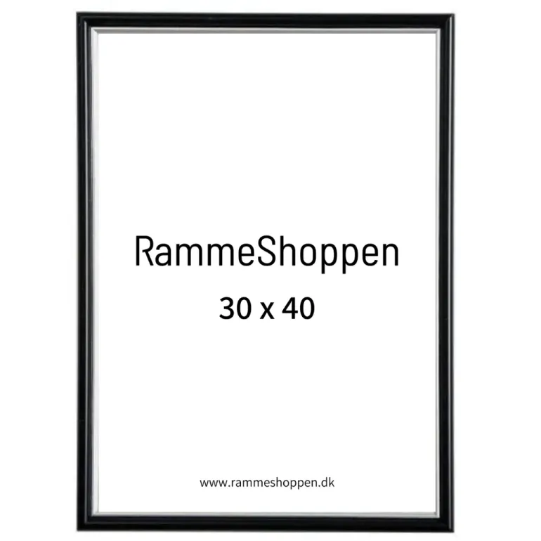 Sort ramme med sølvkant, Polywood, Type 7303