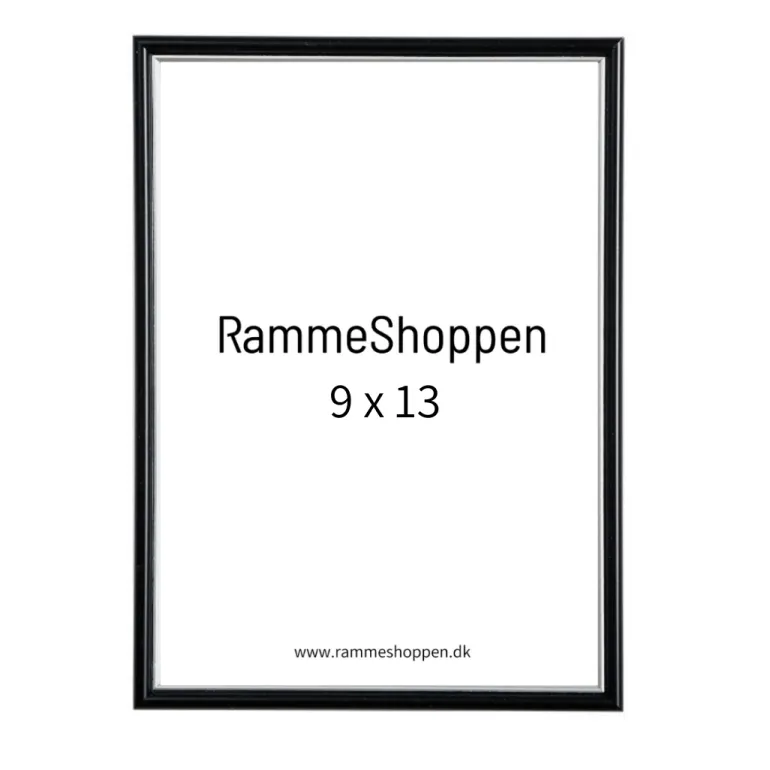 Sort ramme med sølvkant, Polywood, Type 7303