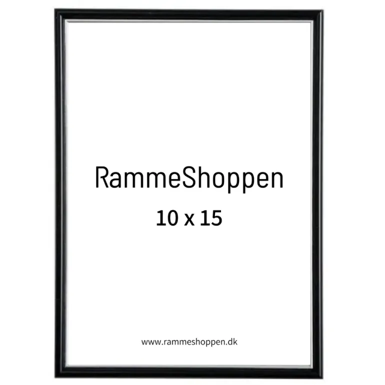 Sort ramme med sølvkant, Polywood, Type 7303