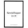 Sort ramme med sølvkant, polywood, 21 x 30 cm, A4, Type 7303