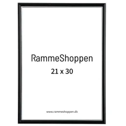 Sort ramme med sølvkant, polywood, 21 x 30 cm, A4, Type 7303