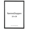 Sort ramme med sølvkant, polywood, 13 x 18 cm, Type 7303