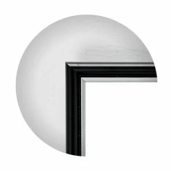 Sort ramme med sølvkant, polywood, 13 x 18 cm, Type 7303