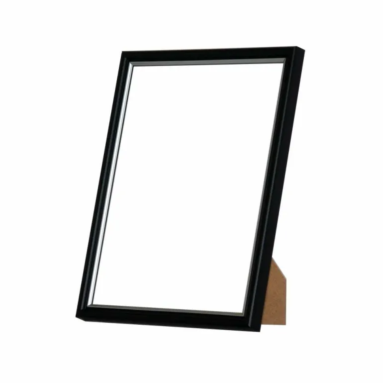 Sort ramme med sølvkant, polywood, 18 x 24 cm, Type 7303