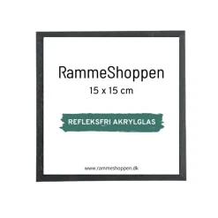 Sort træramme, refleksfri, smal, 15 x 15 cm, Type 840