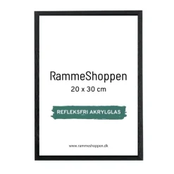 Sort træramme, refleksfri, smal, 20 x 30 cm, Type 840