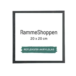 Sort træramme, refleksfri, smal, 20 x 20 cm, Type 840