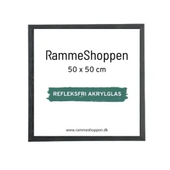 Sort træramme, refleksfri, smal, 50 x 50 cm, Type 840