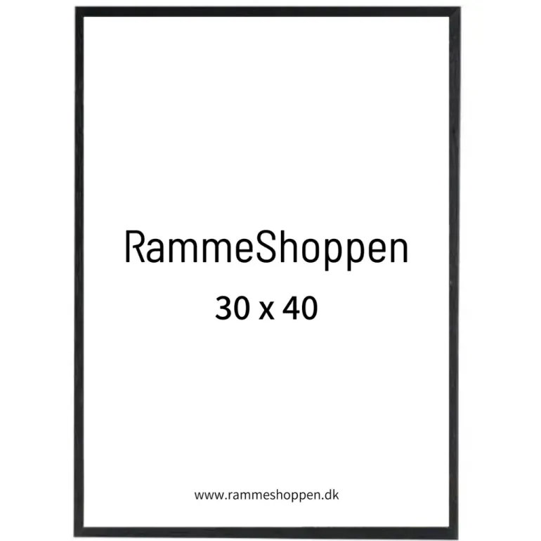 Sort træramme, smal, 30 x 40 cm, Type 840