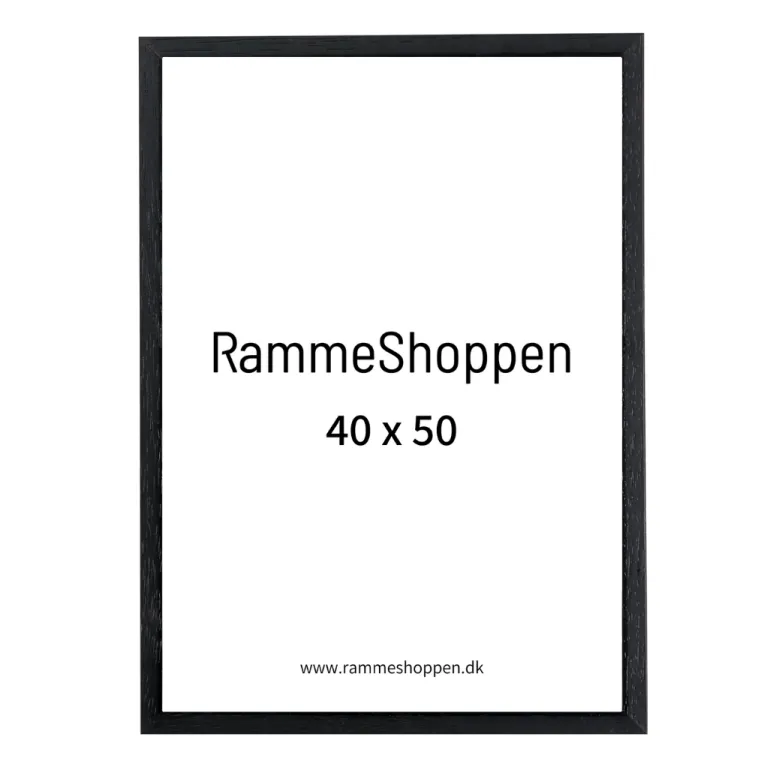 Sort træramme, smal, 40 x 50 cm, Type 840
